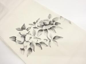 作家物　塩瀬手描き花葉模様名古屋帯
